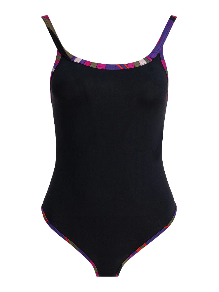 One-piece swimsuit with printed edges
