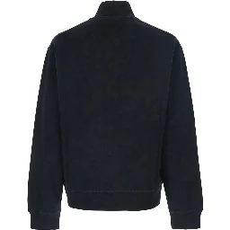 Black High Neck Sweatshirt with Lettering Logo on the Front in Cotton Man