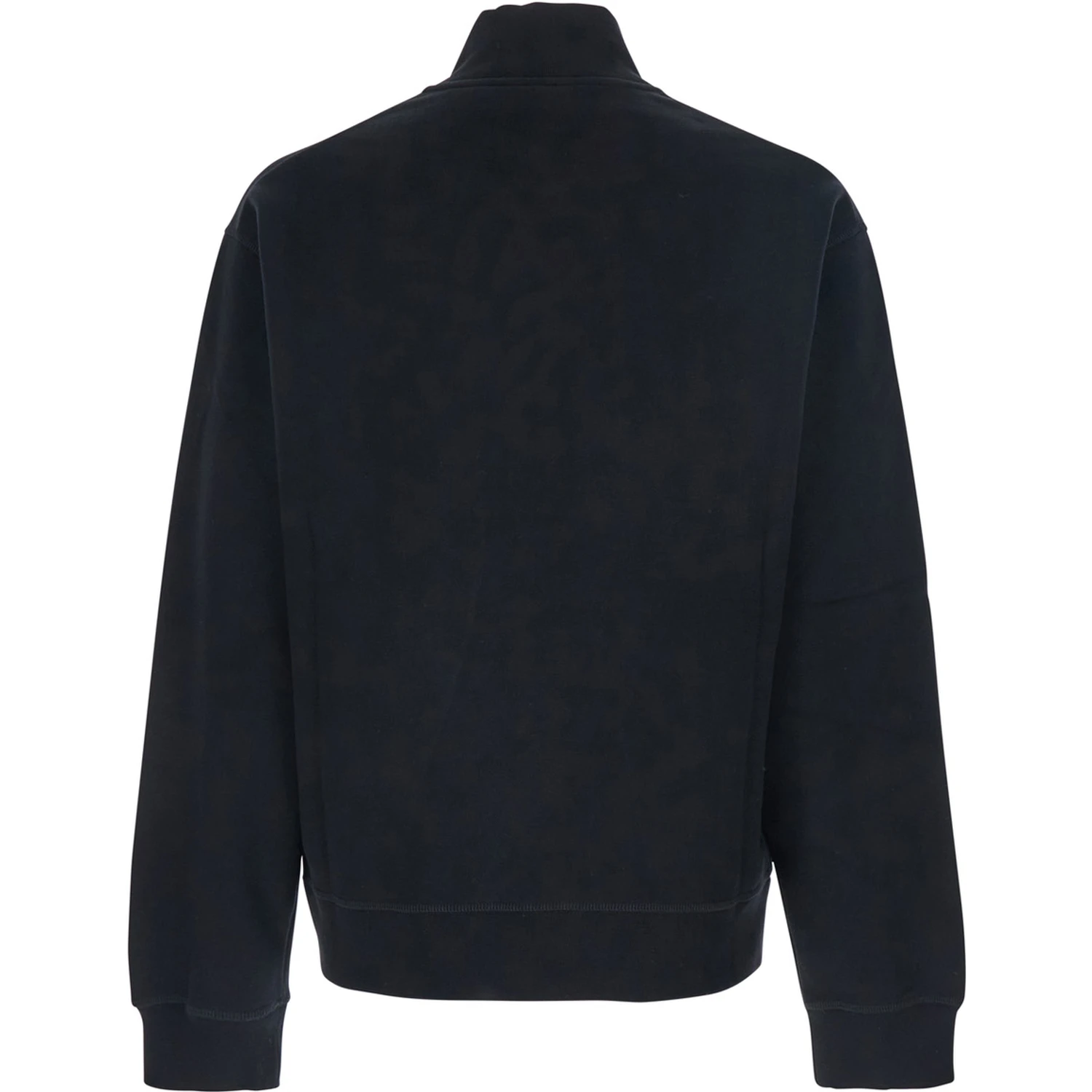 Black High Neck Sweatshirt with Lettering Logo on the Front in Cotton Man