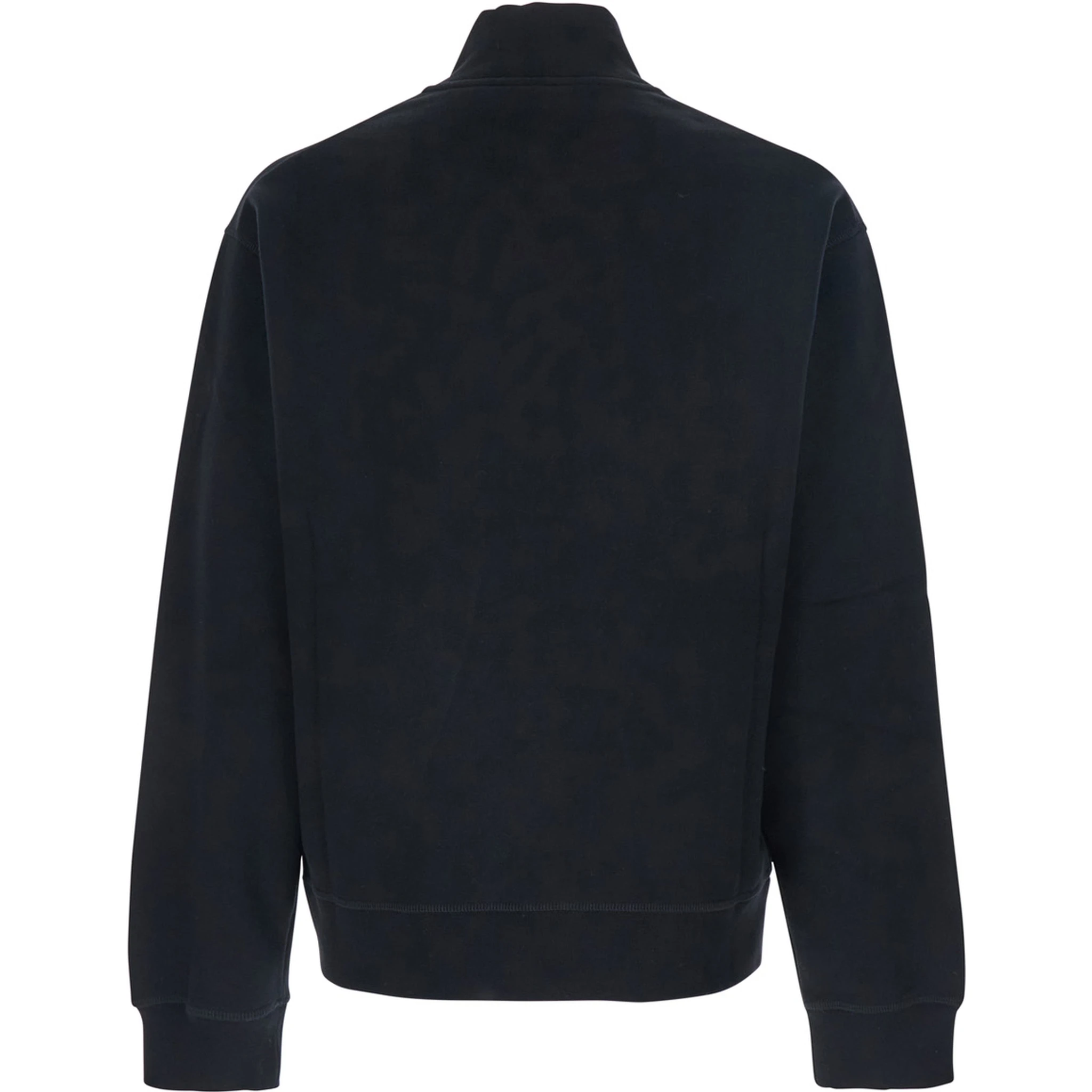 Black High Neck Sweatshirt with Lettering Logo on the Front in Cotton Man