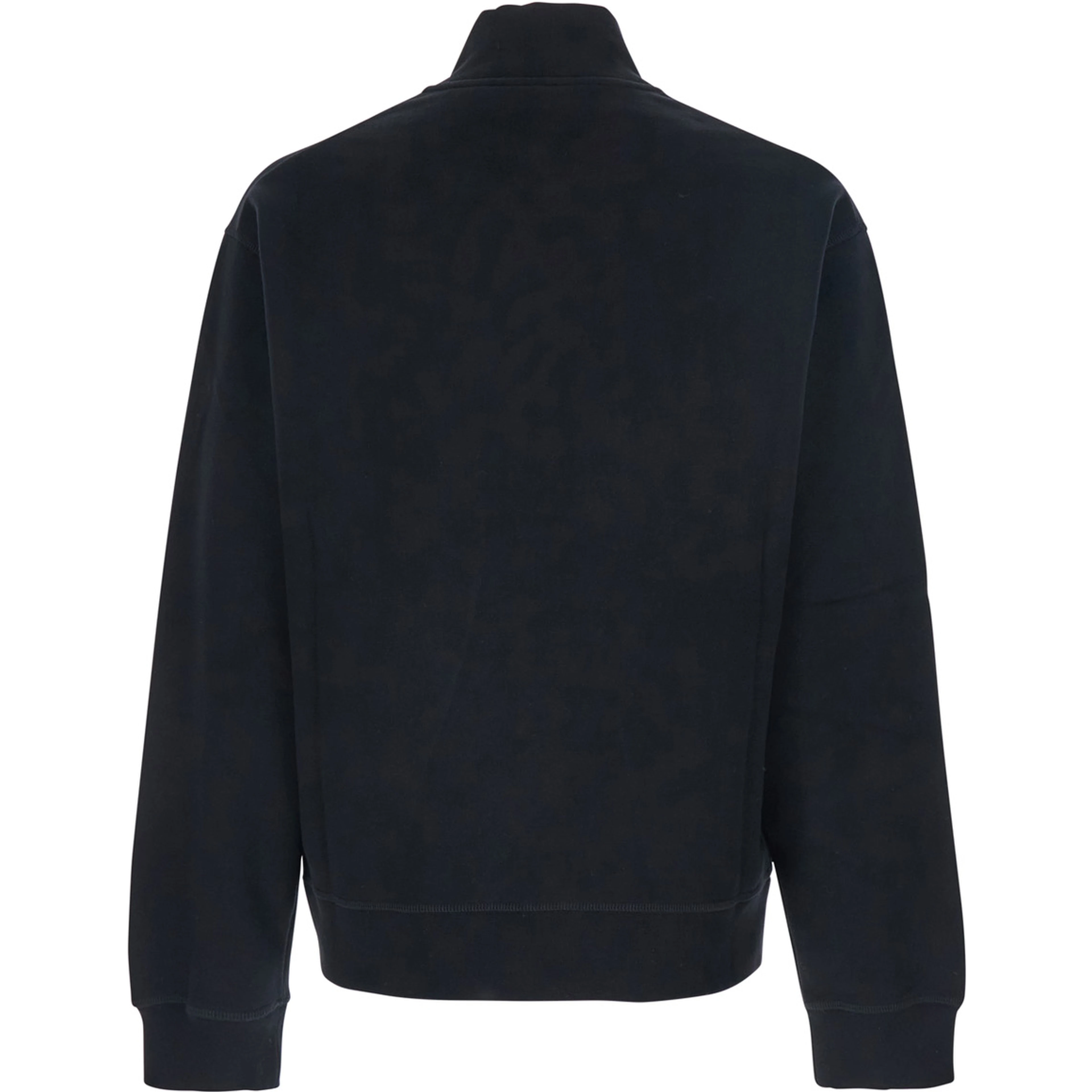 Black High Neck Sweatshirt with Lettering Logo on the Front in Cotton Man