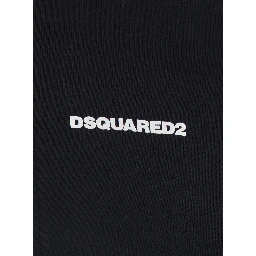 Black High Neck Sweatshirt with Lettering Logo on the Front in Cotton Man