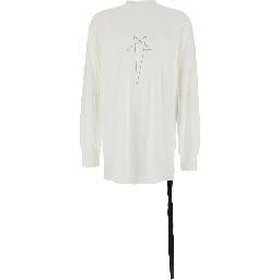 White Crewneck T-Shirt with Logo Print on the Front in Cotton Man