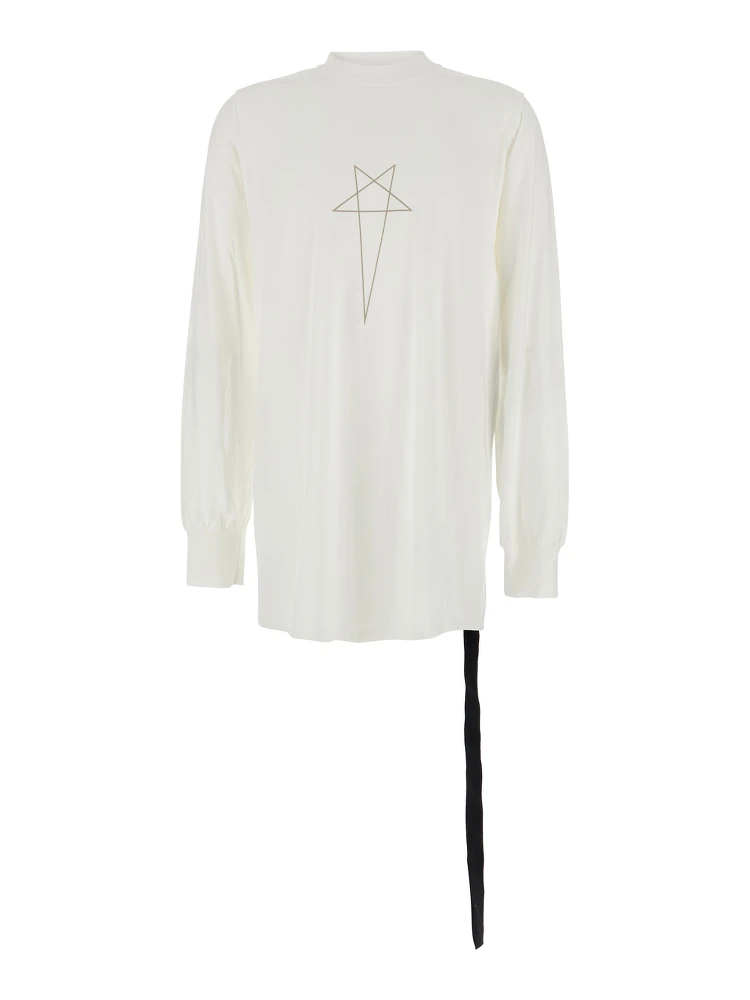 White Crewneck T-Shirt with Logo Print on the Front in Cotton Man