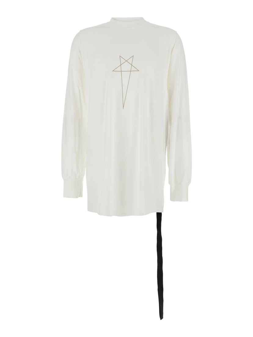 White Crewneck T-Shirt with Logo Print on the Front in Cotton Man