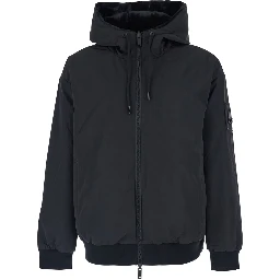 Roland Black Reversible Sweatshirt with Drawstring Hood and Logo Plaque on the Sleeve in Tech Fabric and Ecofur Man