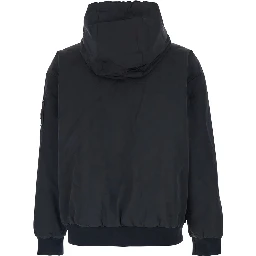 Roland Black Reversible Sweatshirt with Drawstring Hood and Logo Plaque on the Sleeve in Tech Fabric and Ecofur Man