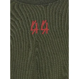 Green Crewneck T-Shirt with Dropped Shoulders and Logo Print on Front and Rear in Cotton Man