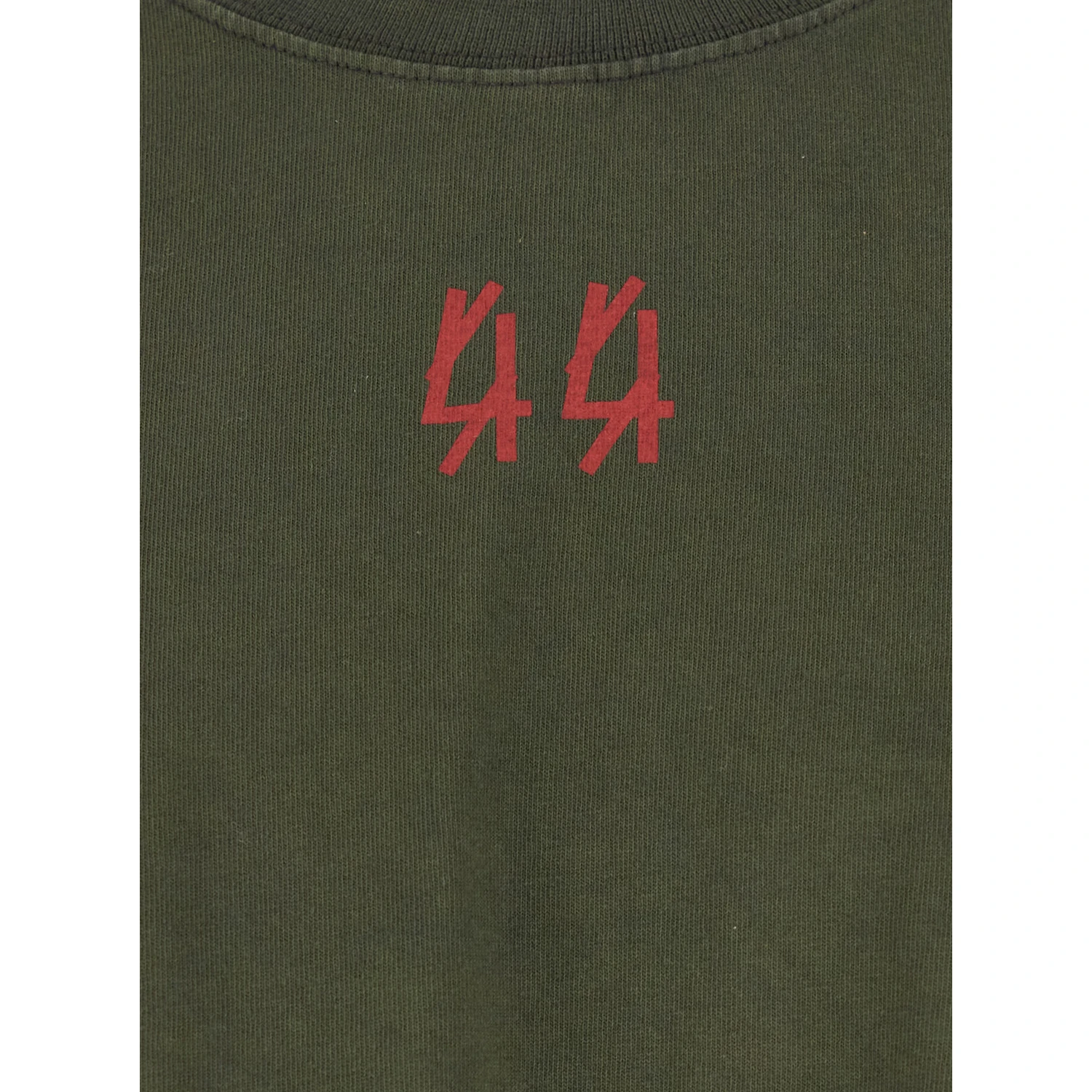 Green Crewneck T-Shirt with Dropped Shoulders and Logo Print on Front and Rear in Cotton Man