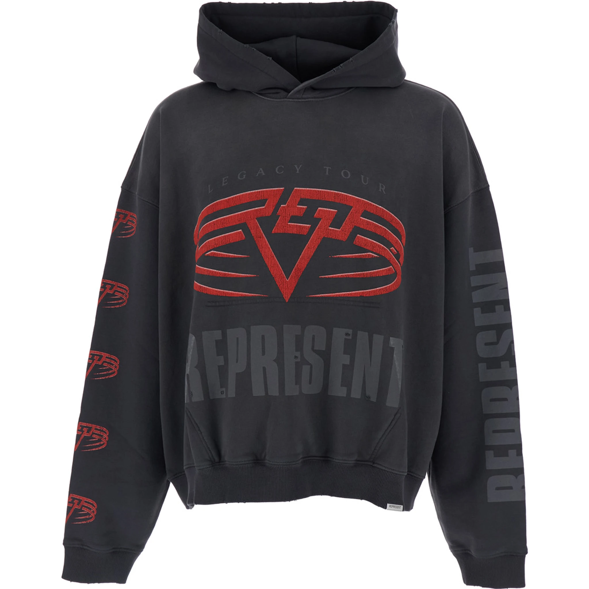 Grey Hoodie with Maxi Logo Print on Front and Rear and Dropped Shoulders in Cotton Man