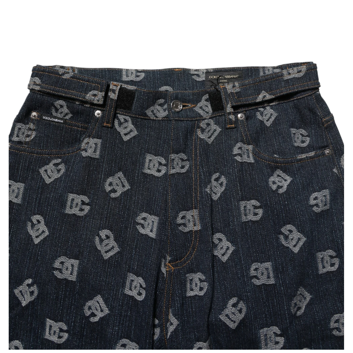 Blue Logo Print Straight Denim Men Jeans