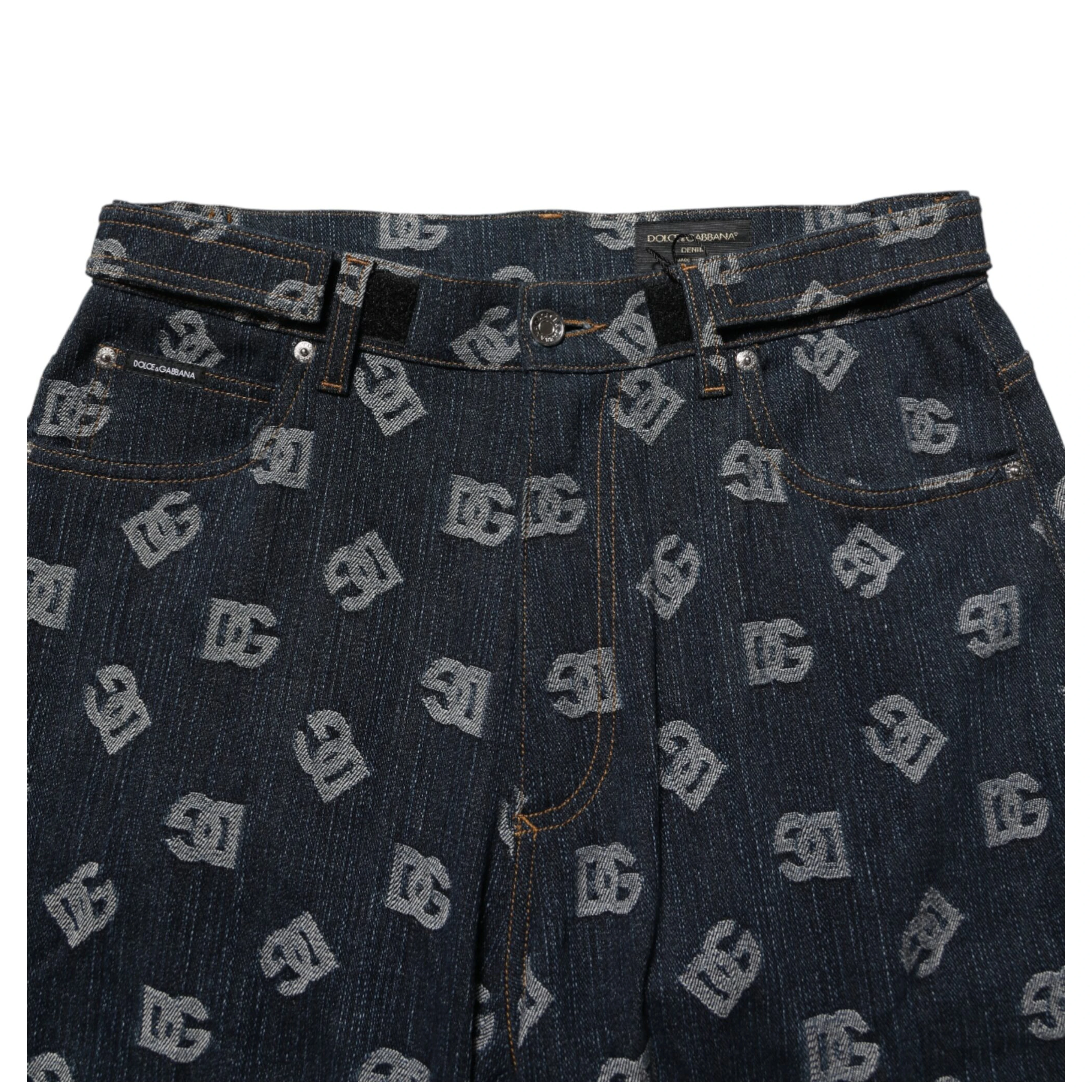 Blue Logo Print Straight Denim Men Jeans