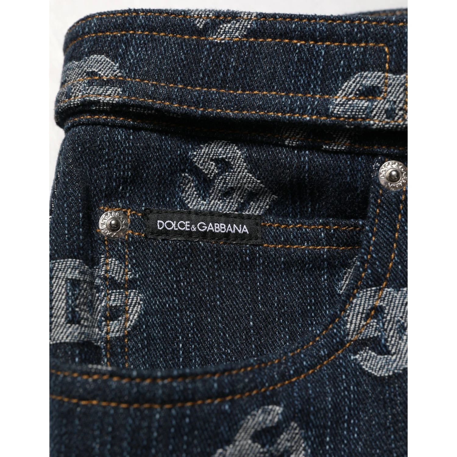 Blue Logo Print Straight Denim Men Jeans