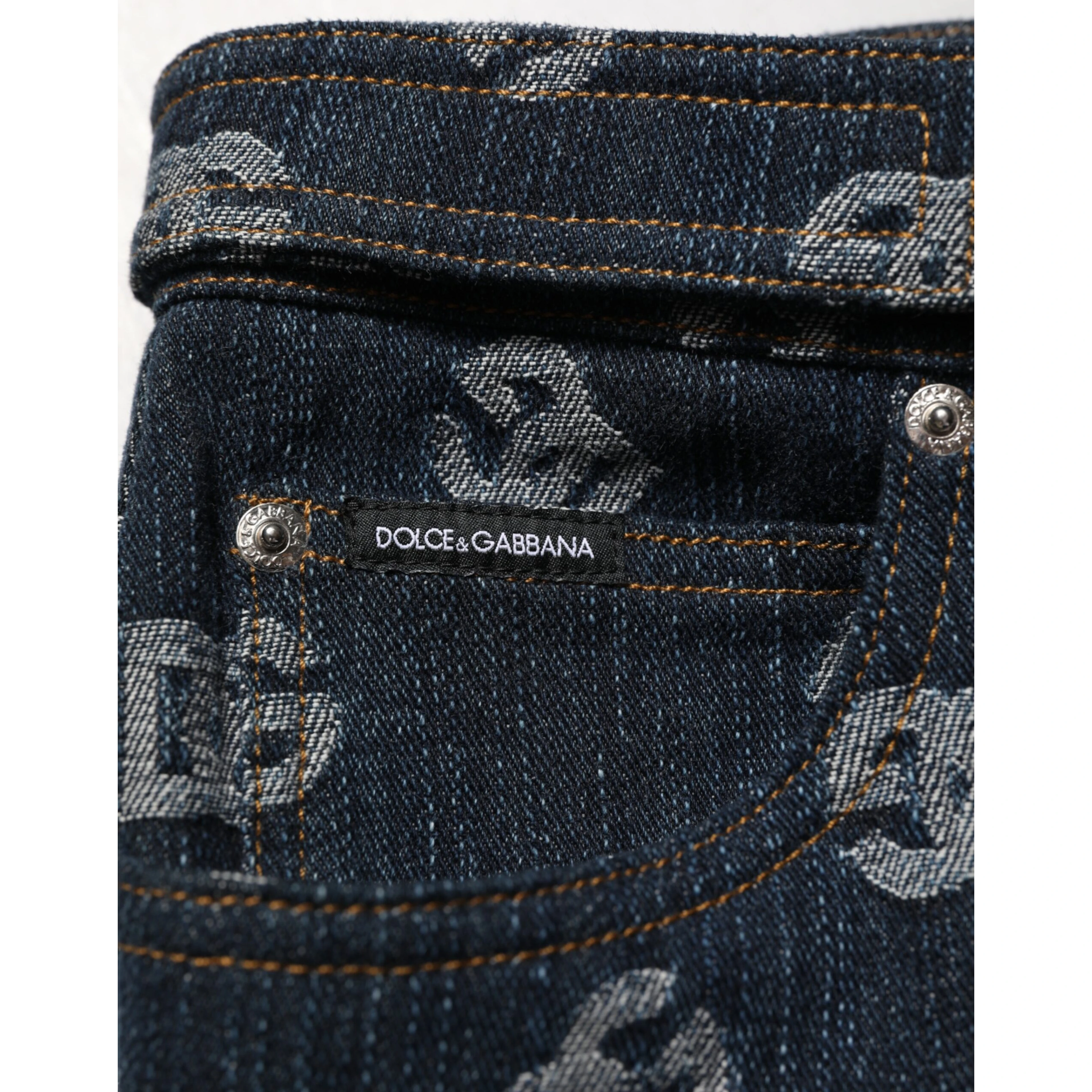 Blue Logo Print Straight Denim Men Jeans