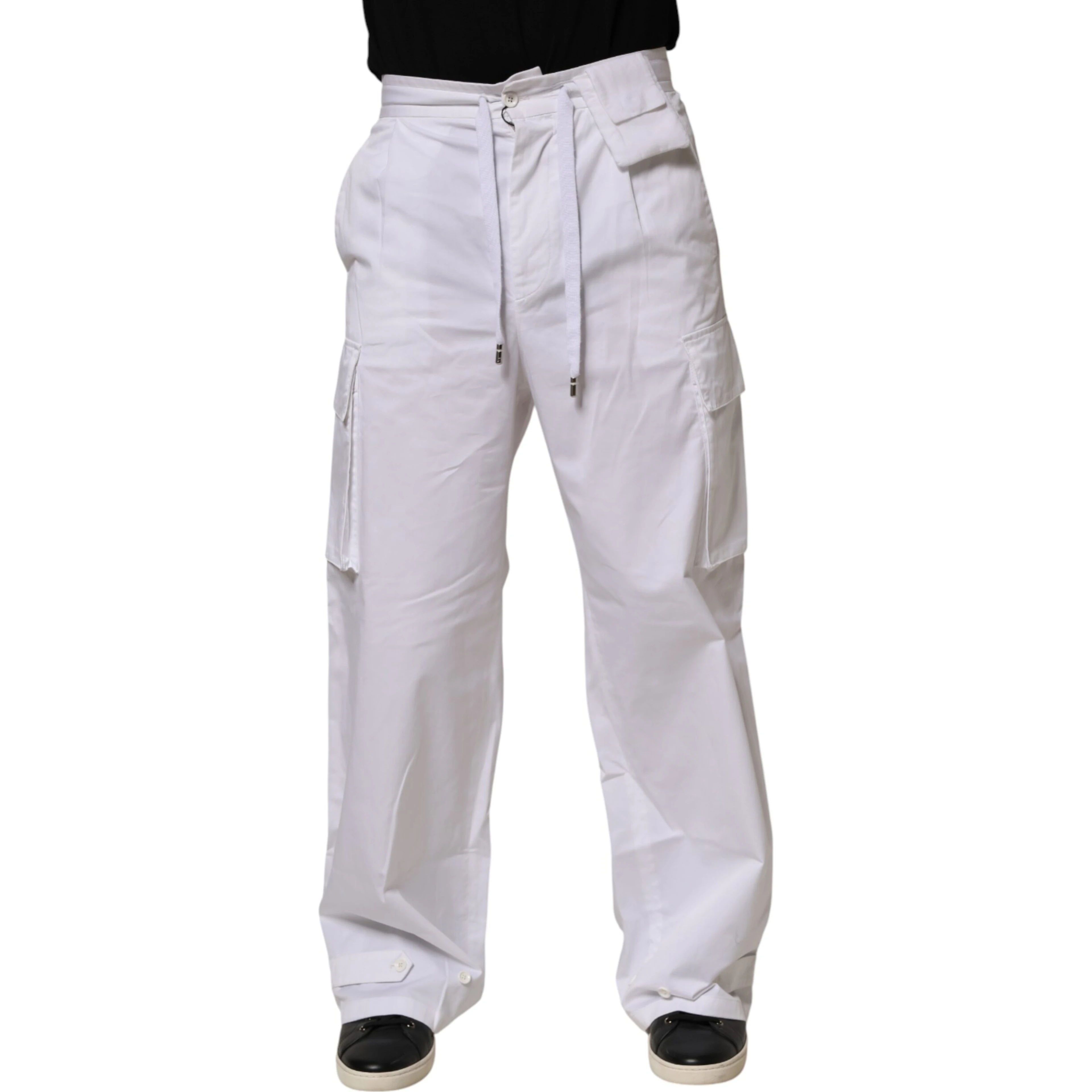 White Linen Straight Cargo Men Trouser Pants