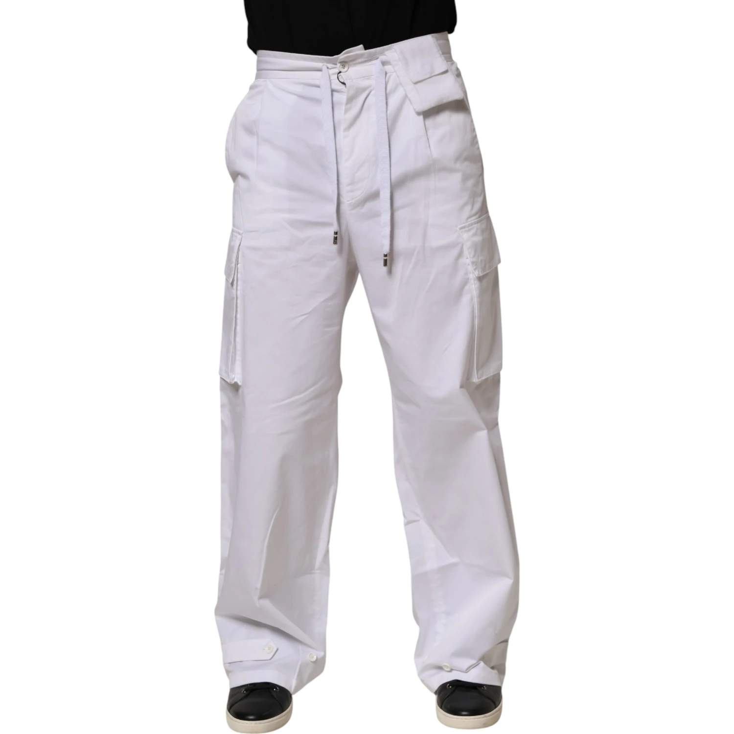 White Linen Straight Cargo Men Trouser Pants