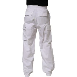 White Linen Straight Cargo Men Trouser Pants