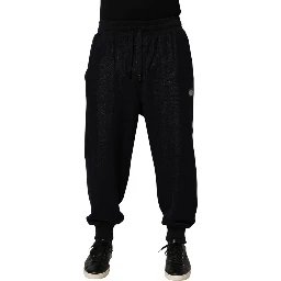 Black Cotton Blend Drawstring Jogger Jogger Pants