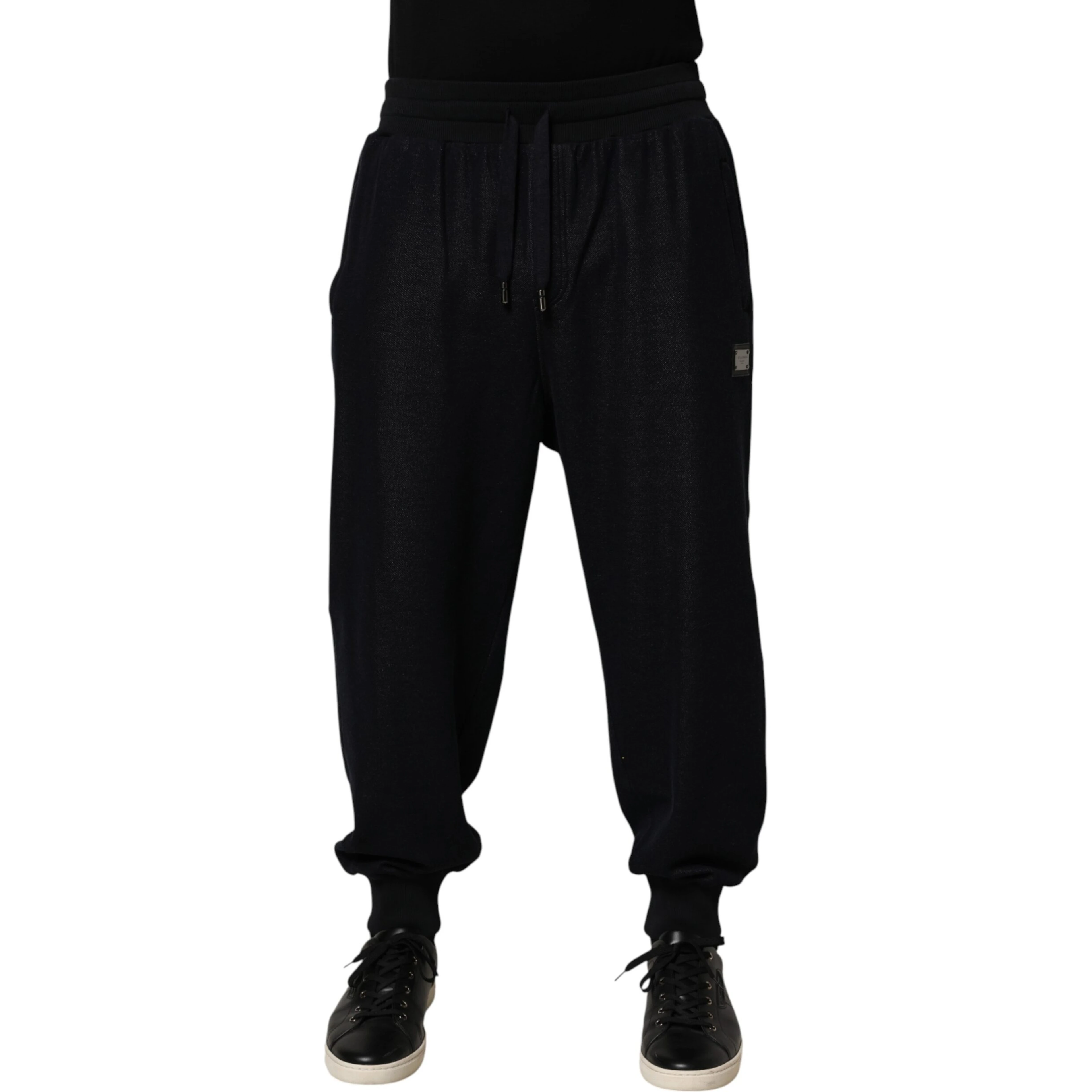 Black Cotton Blend Drawstring Jogger Jogger Pants