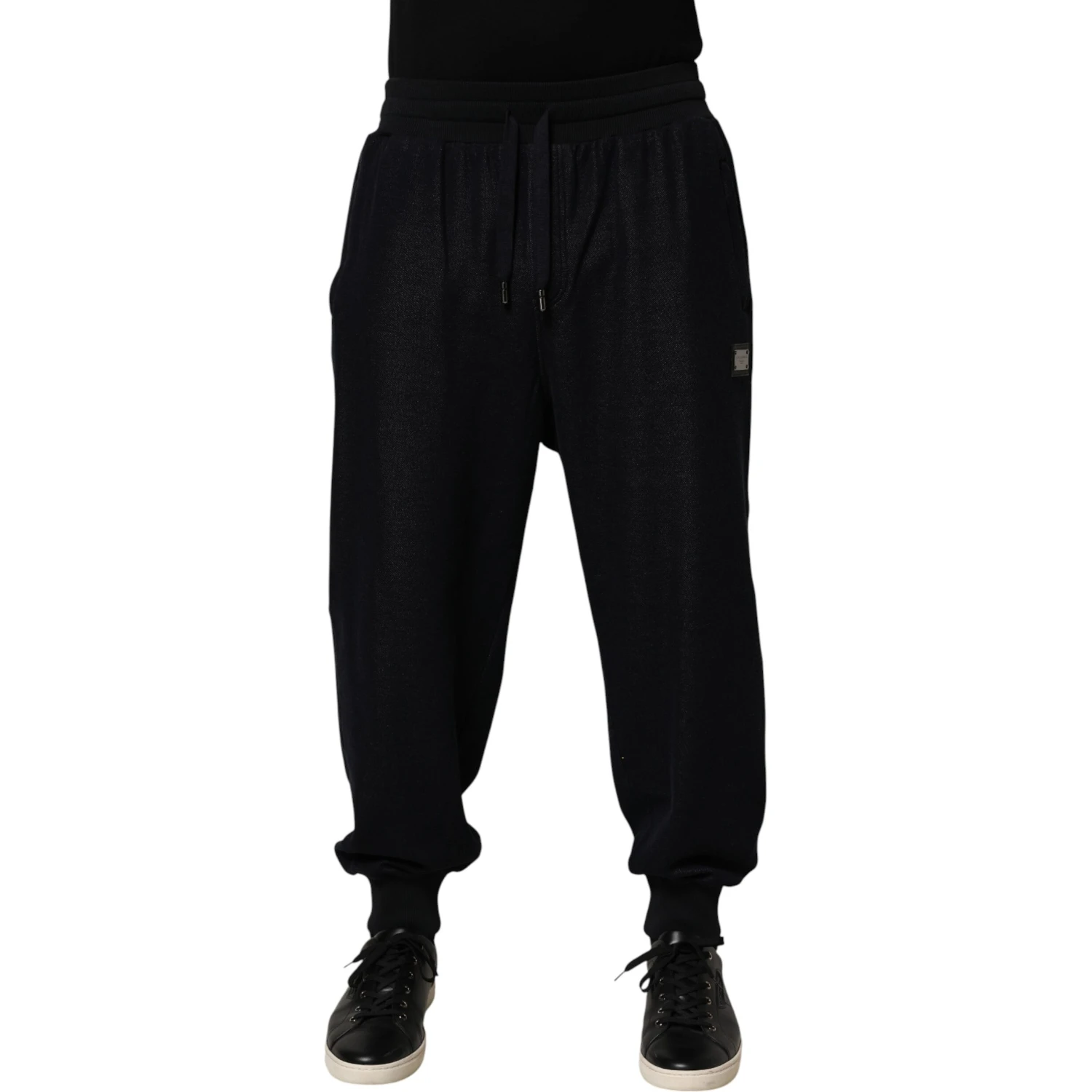 Black Cotton Blend Drawstring Jogger Jogger Pants