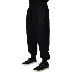 Black Cotton Blend Drawstring Jogger Jogger Pants