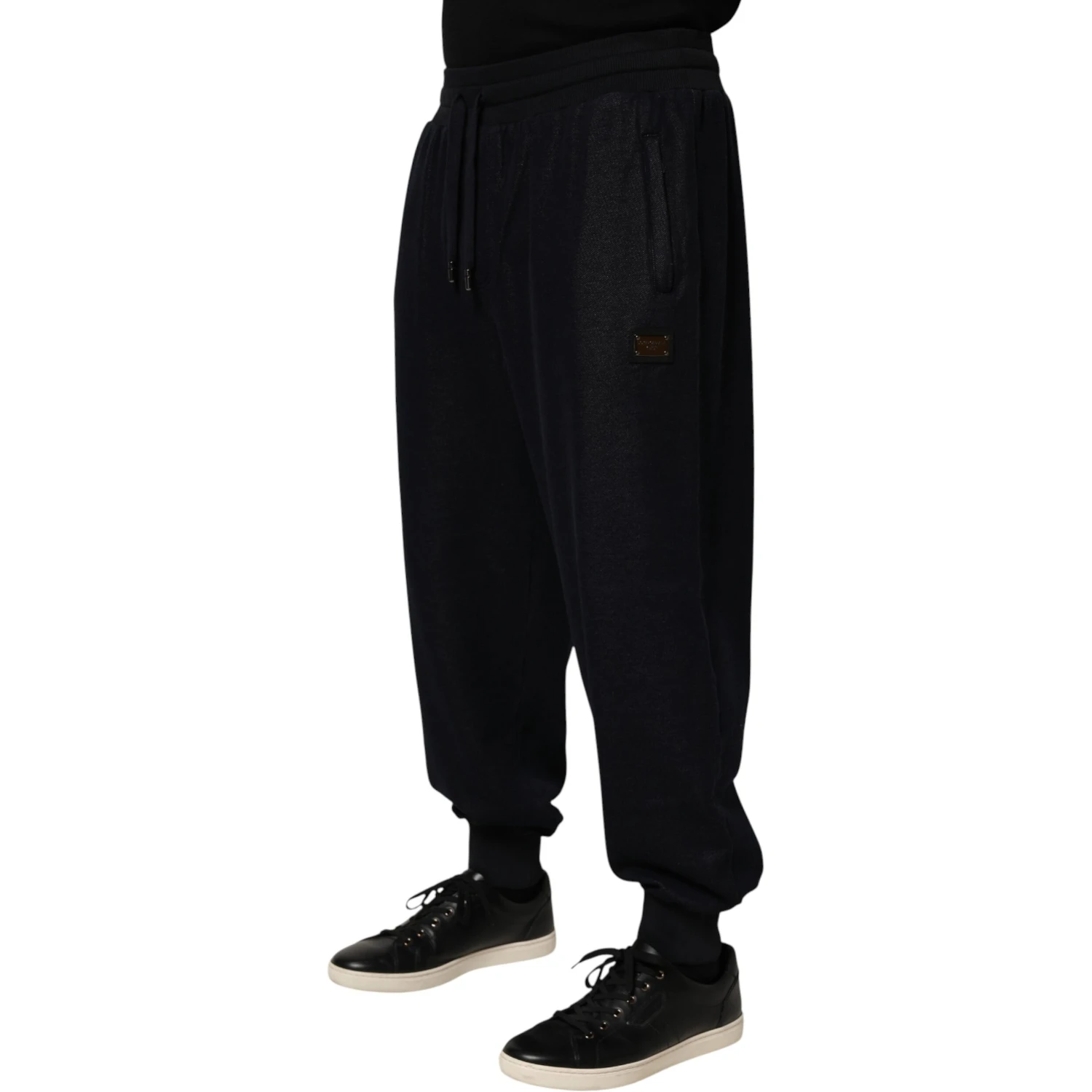 Black Cotton Blend Drawstring Jogger Jogger Pants