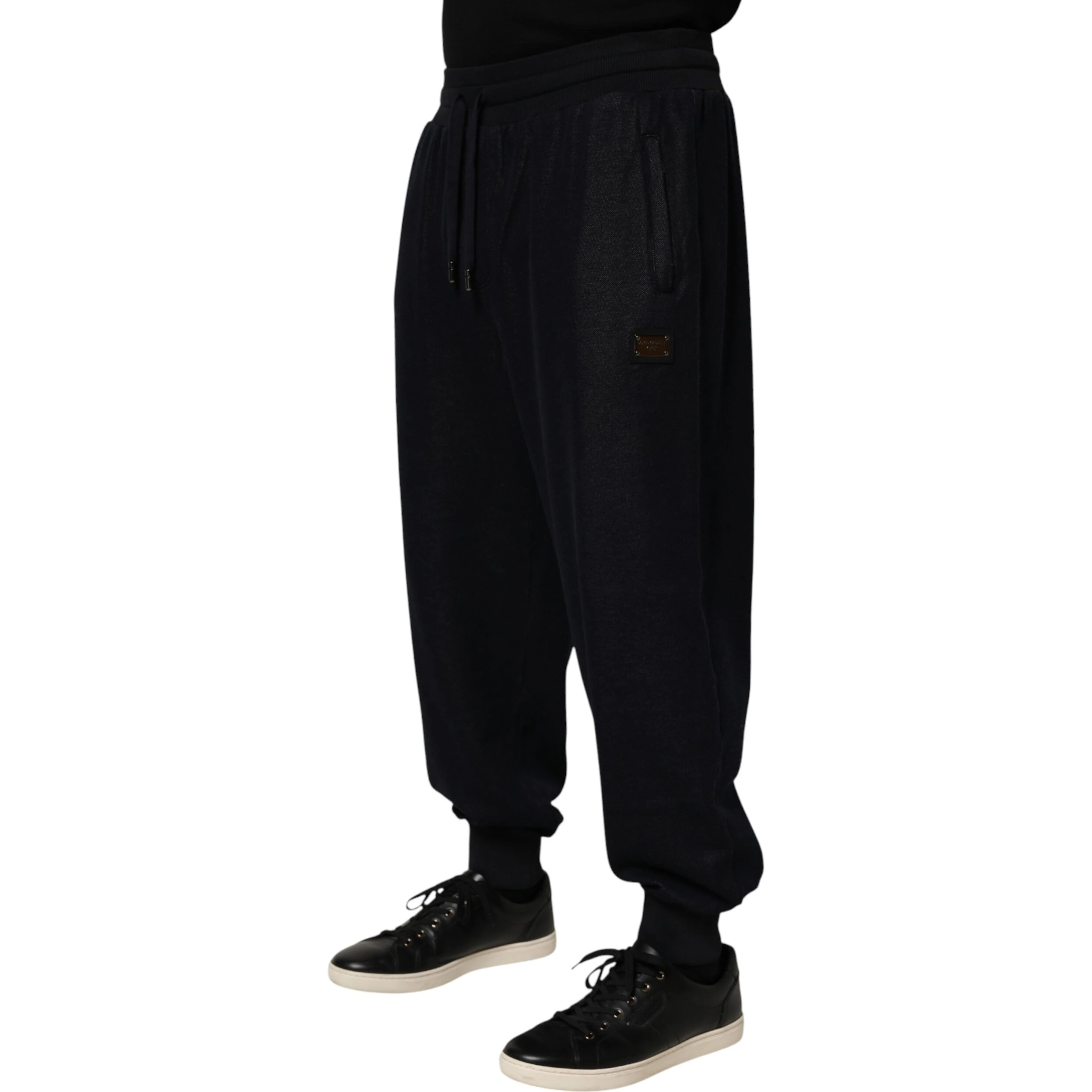 Black Cotton Blend Drawstring Jogger Jogger Pants