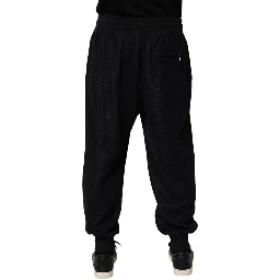 Black Cotton Blend Drawstring Jogger Jogger Pants