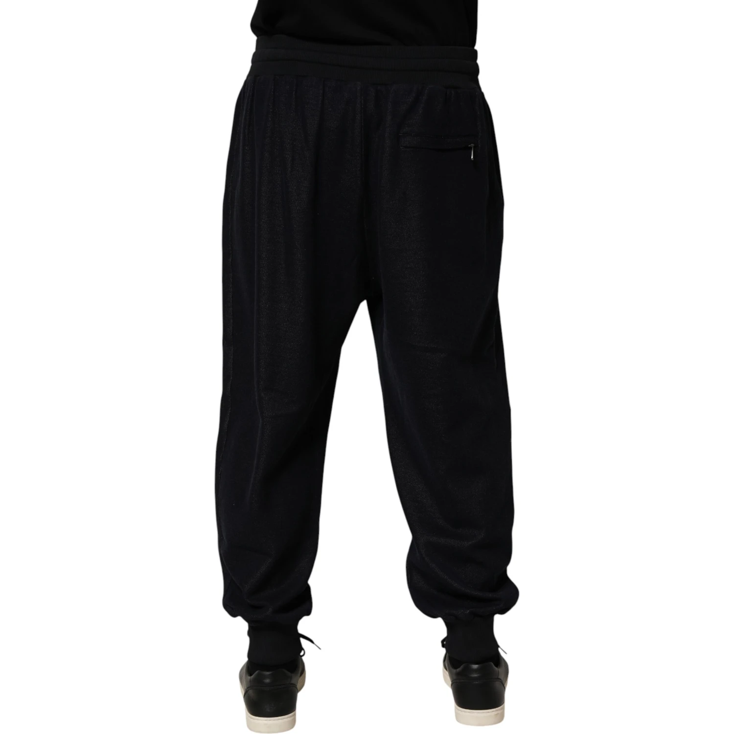 Black Cotton Blend Drawstring Jogger Jogger Pants