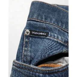 Blue Tattered Cotton Skinny Men Denim Jeans