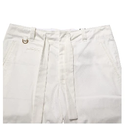 White Cotton Stretch Cropped Trouser Pants
