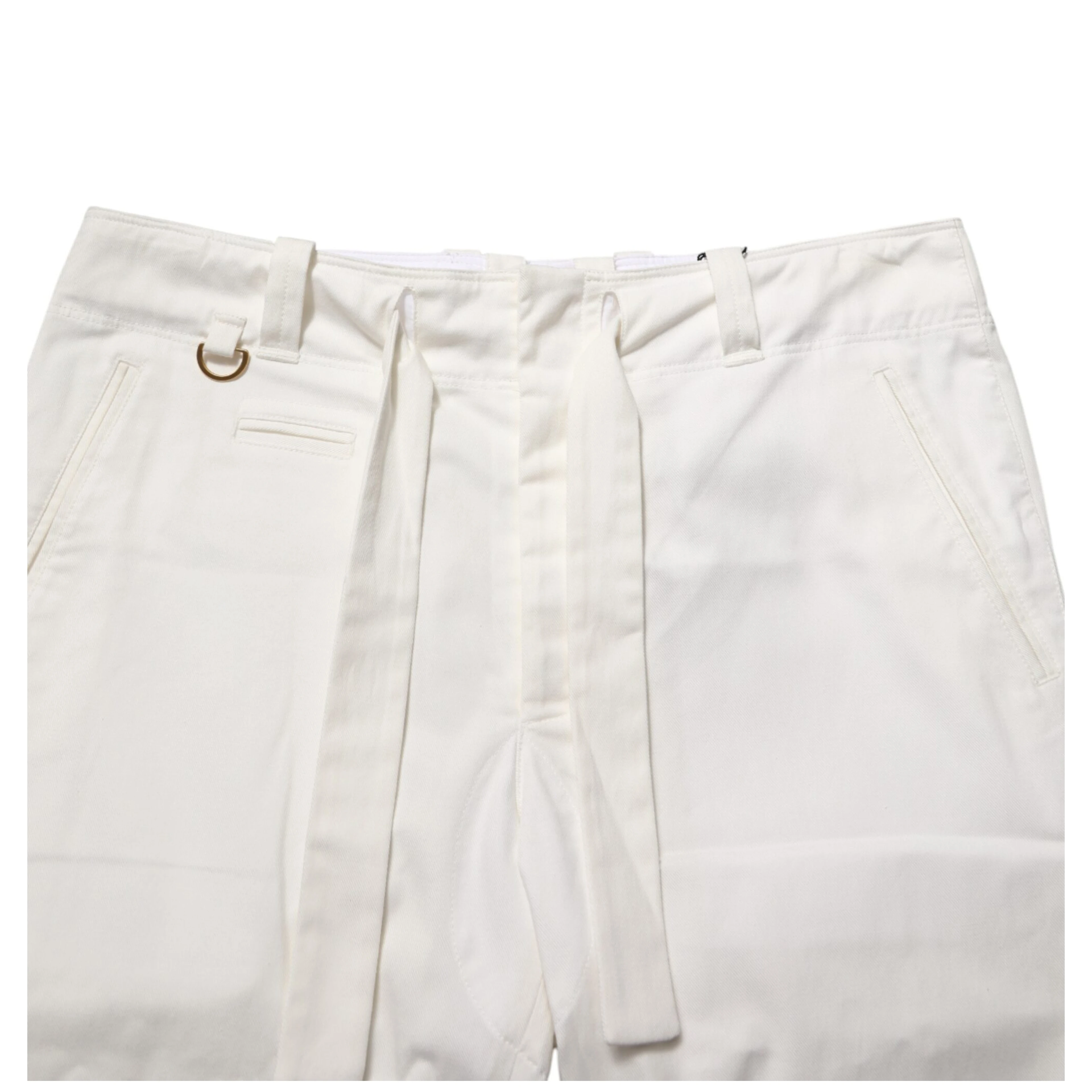 White Cotton Stretch Cropped Trouser Pants