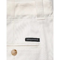 White Cotton Stretch Cropped Trouser Pants