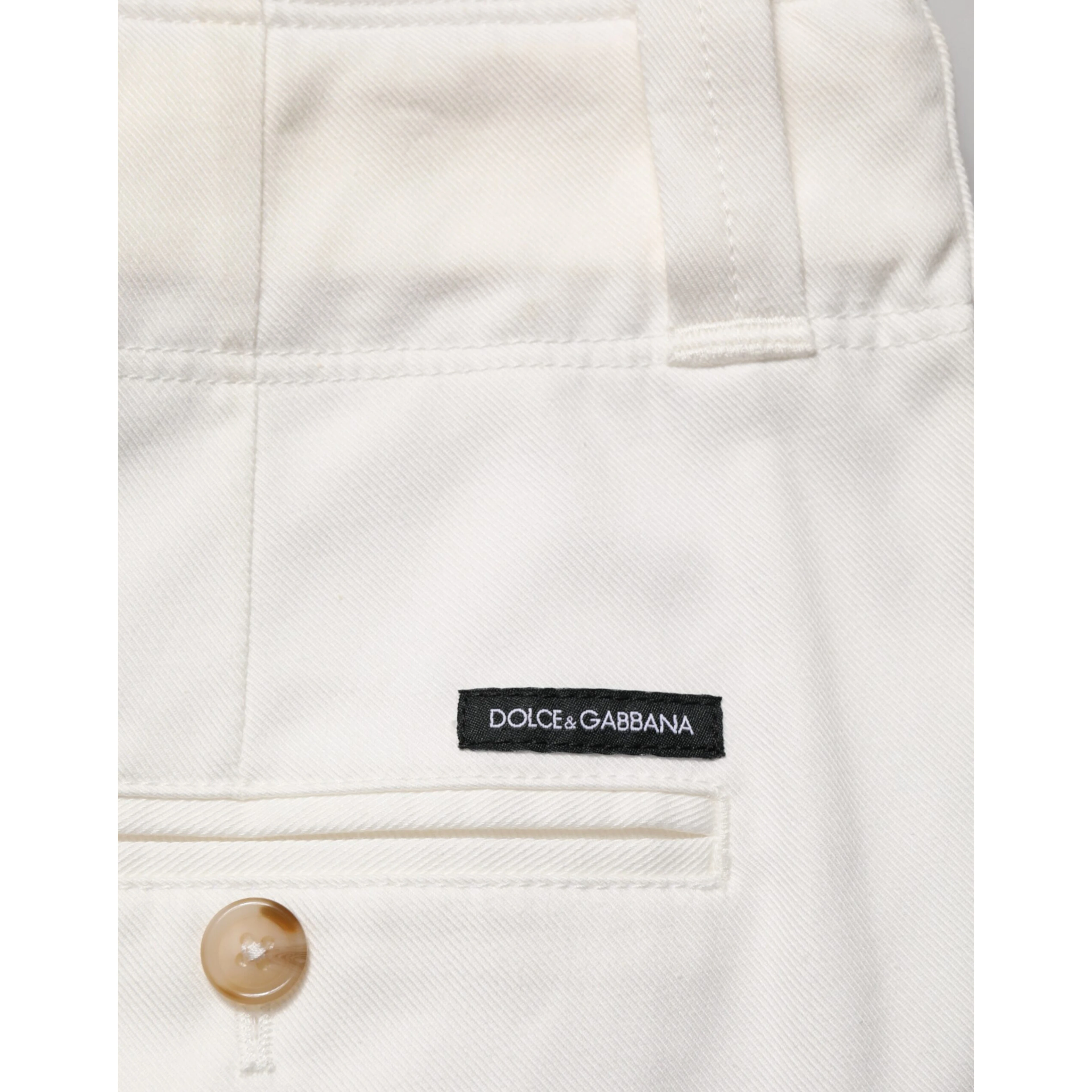White Cotton Stretch Cropped Trouser Pants