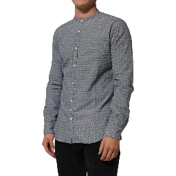 Gray Polka Dot Cotton Button Down Long Sleeves Shirt