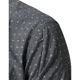 Gray Polka Dot Cotton Button Down Long Sleeves Shirt