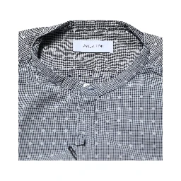 Gray Polka Dot Cotton Button Down Long Sleeves Shirt