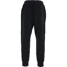 Black Pants with Elastic Waist and Logo Lettering on the Leg in Cotton Man