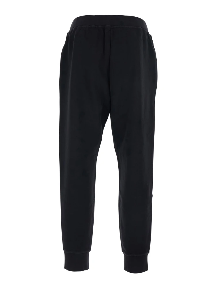 Black Pants with Elastic Waist and Logo Lettering on the Leg in Cotton Man alternative
