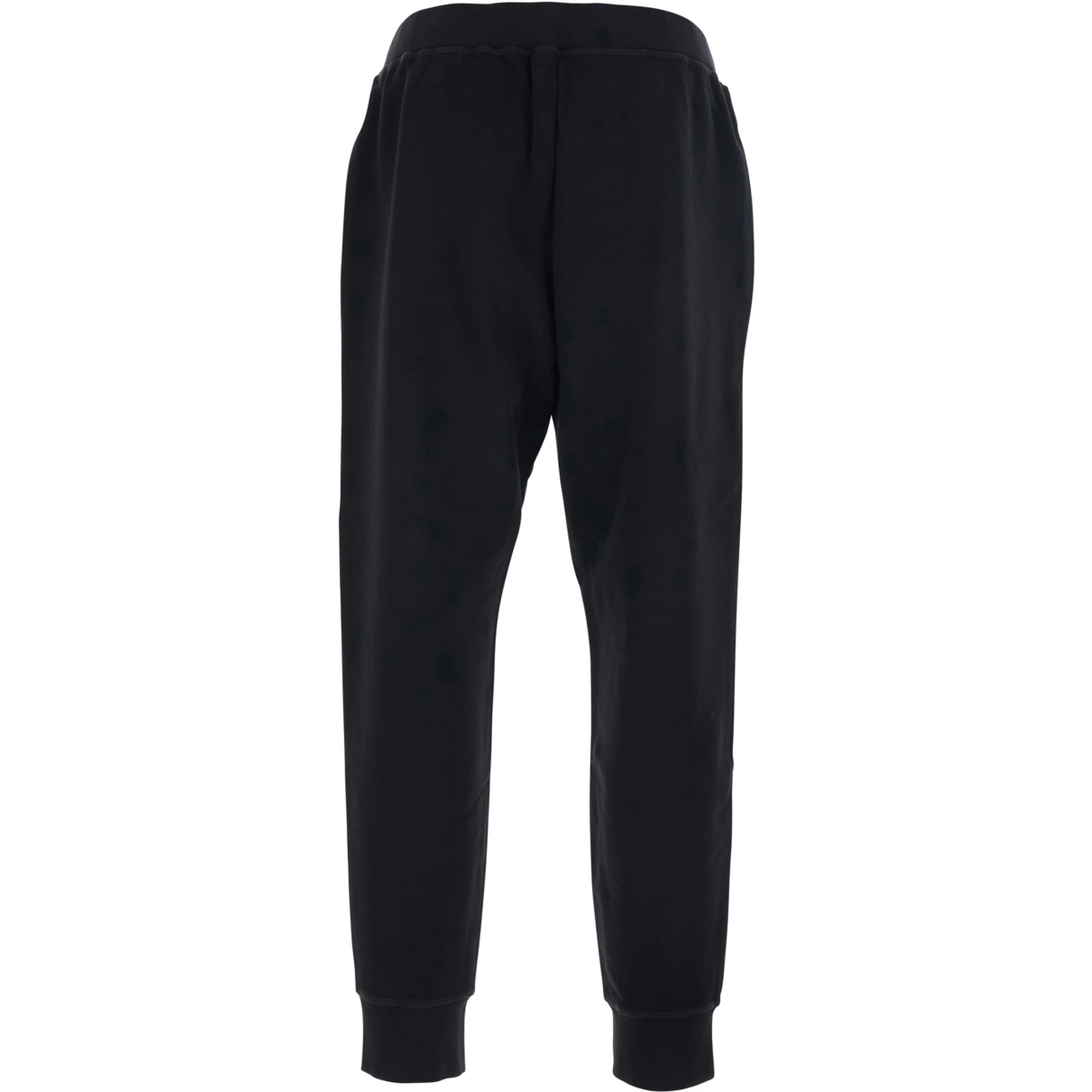 Black Pants with Elastic Waist and Logo Lettering on the Leg in Cotton Man