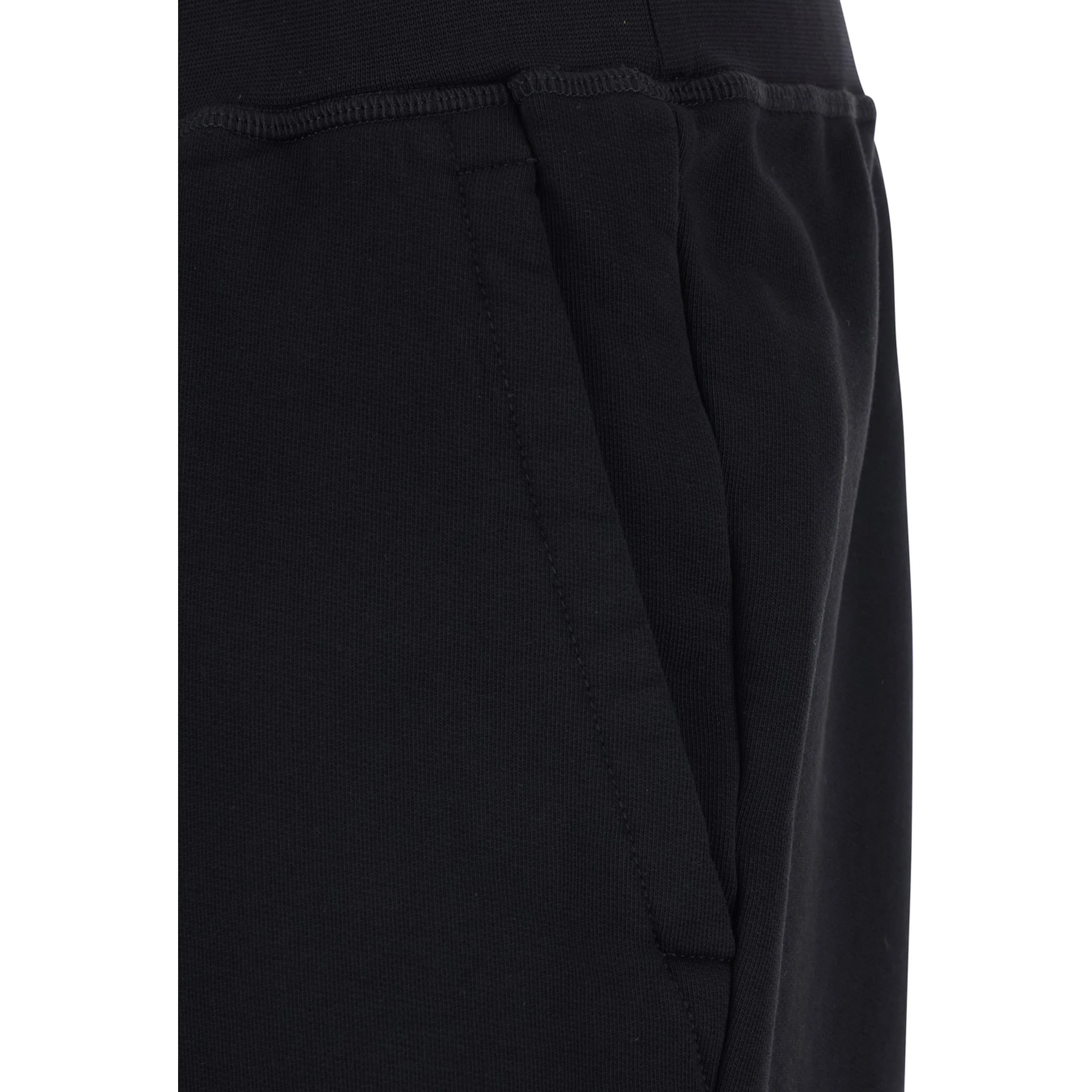 Black Pants with Elastic Waist and Logo Lettering on the Leg in Cotton Man