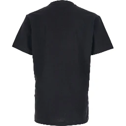 Black Crewneck T-Shirt with Patch Logo on the Front in Cotton Man