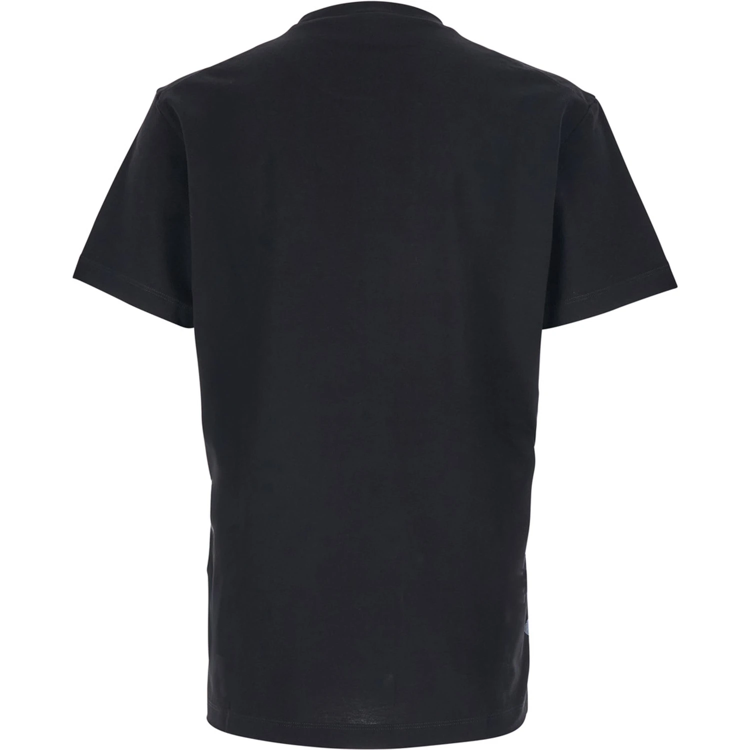 Black Crewneck T-Shirt with Patch Logo on the Front in Cotton Man