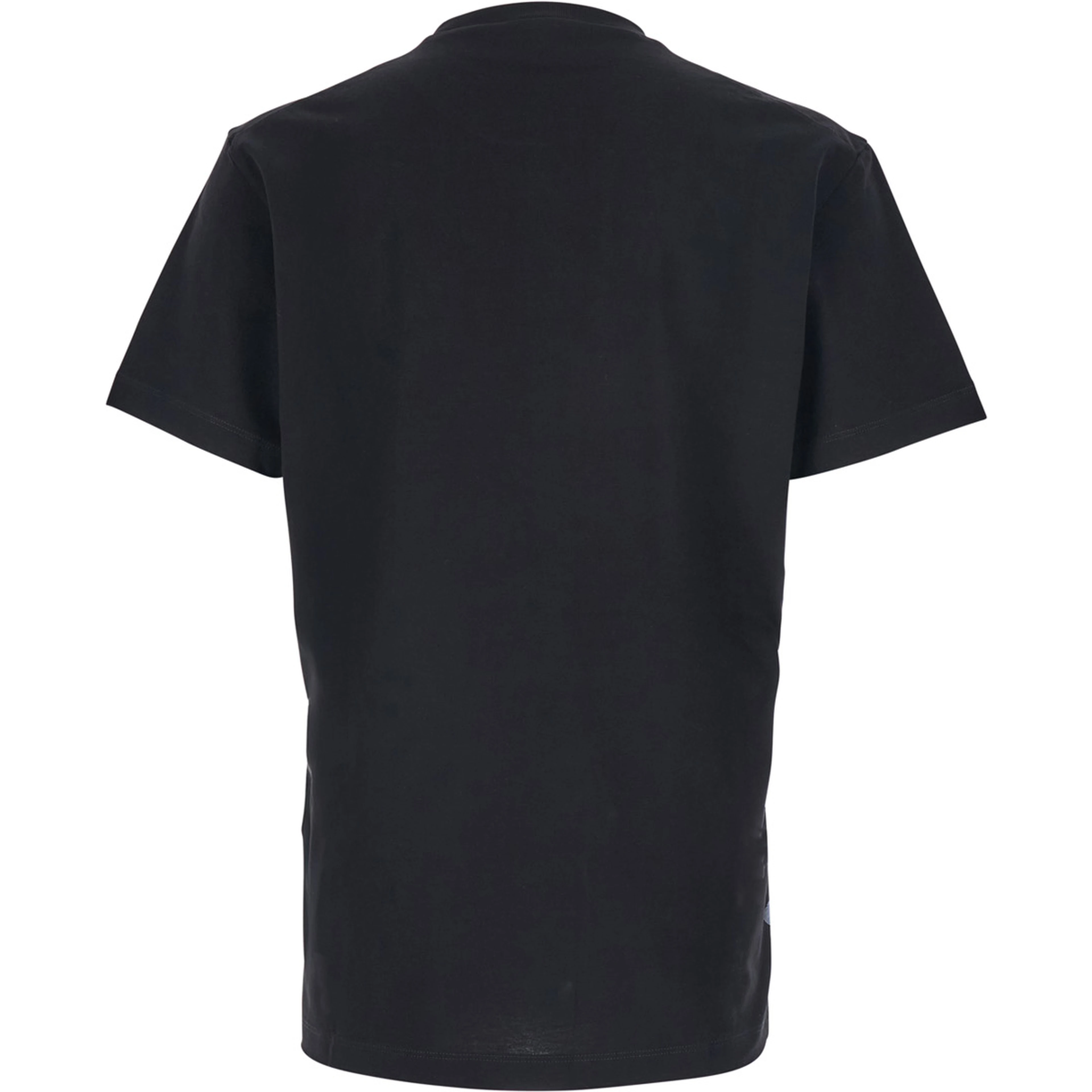 Black Crewneck T-Shirt with Patch Logo on the Front in Cotton Man