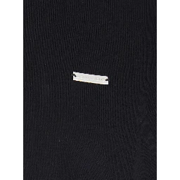 Black Crewneck T-Shirt with Patch Logo on the Front in Cotton Man