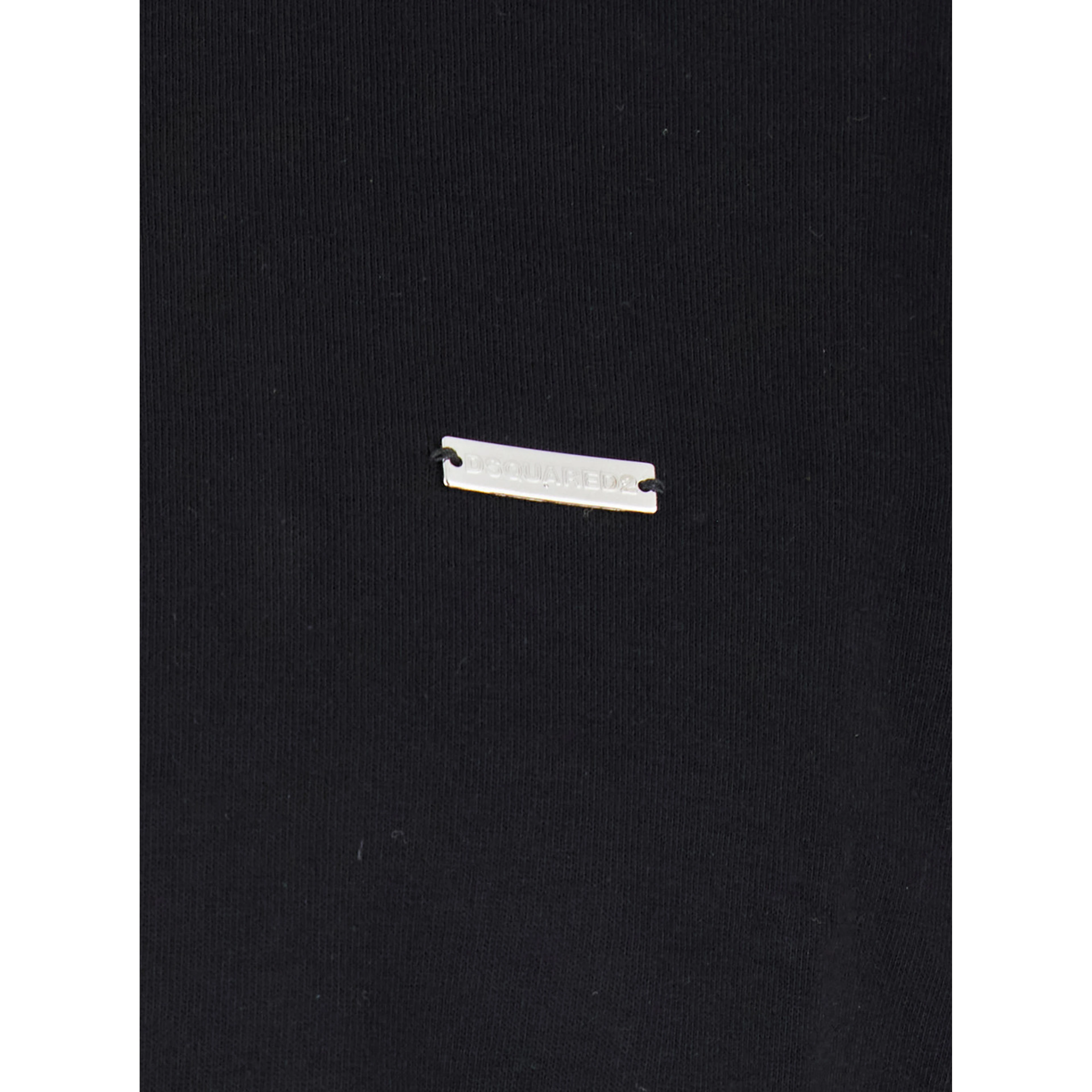 Black Crewneck T-Shirt with Patch Logo on the Front in Cotton Man