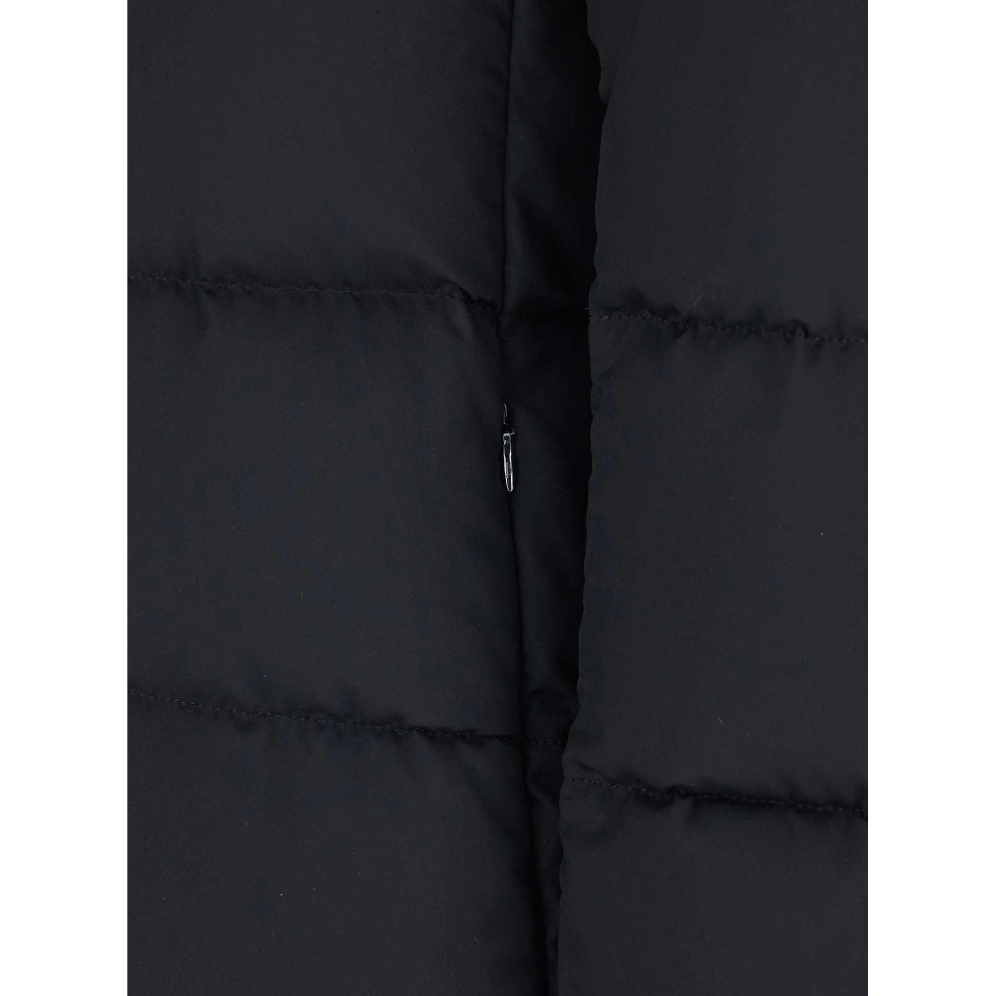 Black Down Jacket with Fixed Hood and Quilted Design in Tech Fabric Woman