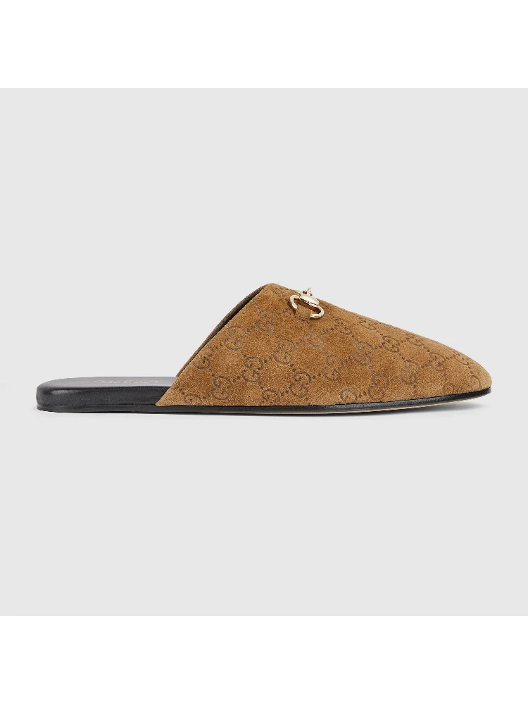 Suede leather sabot with Horsebit