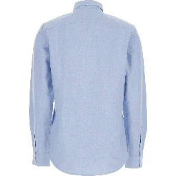 Oxford Light Blue Shirt with Classic Collar and Pony Embroidery on the Front in Cotton Woman