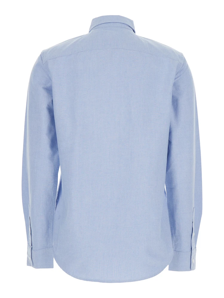 Oxford Light Blue Shirt with Classic Collar and Pony Embroidery on the Front in Cotton Woman alternative
